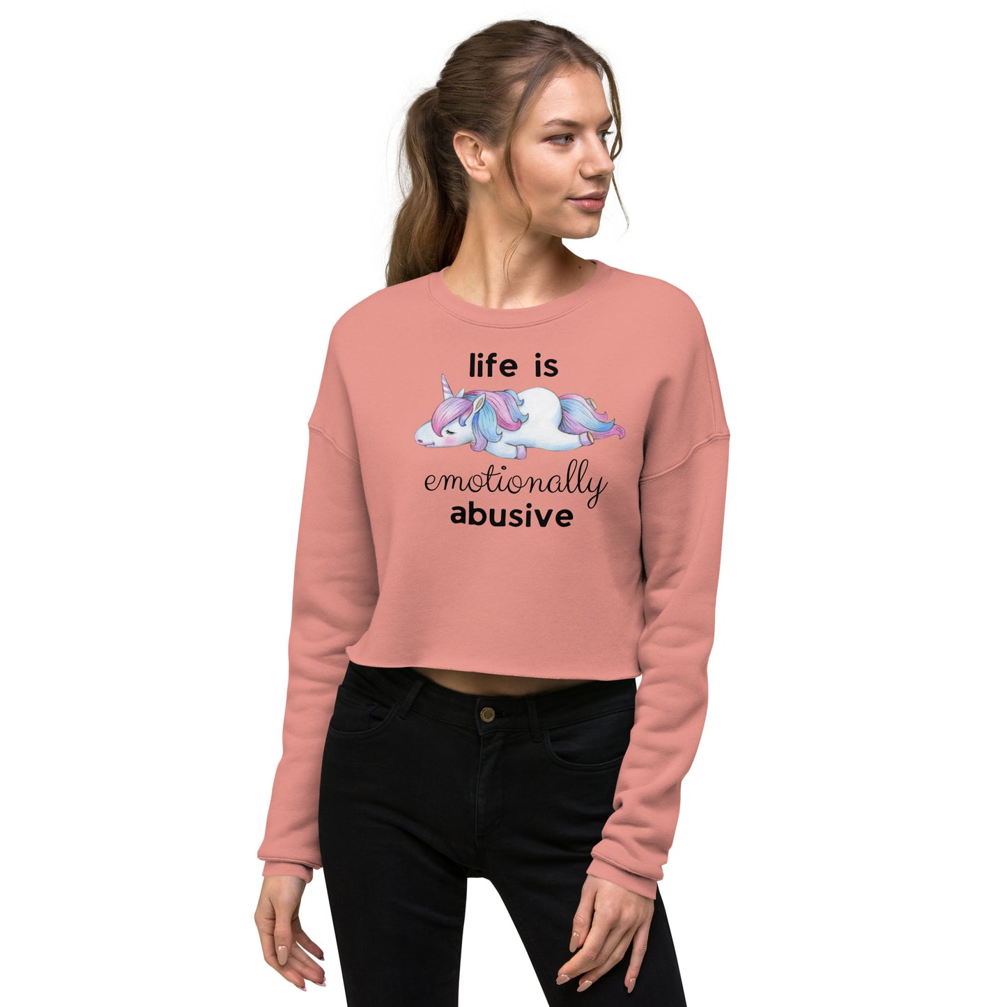 Life is Emotionally Abusive Crop Sweatshirt